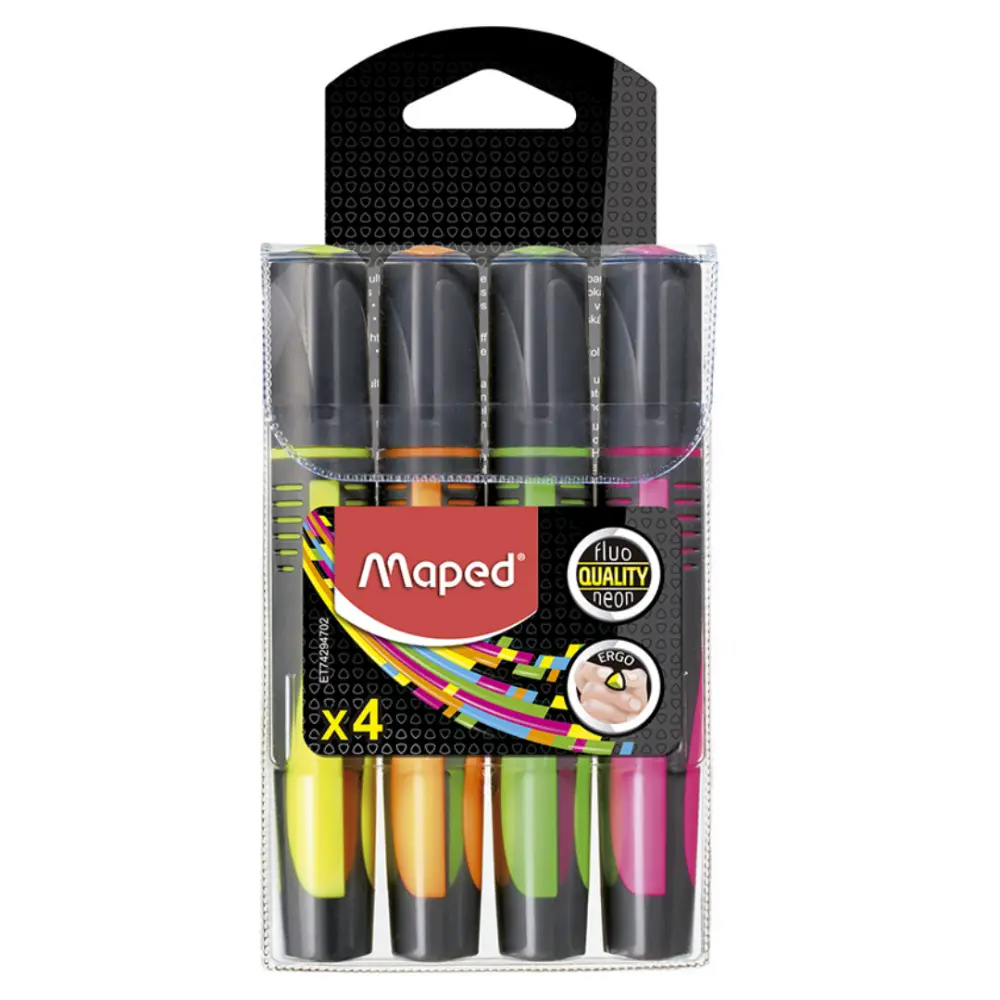 RESALTADOR MAPED 742947 FLUO PEPS ESTUCHE C/4 PZAS.