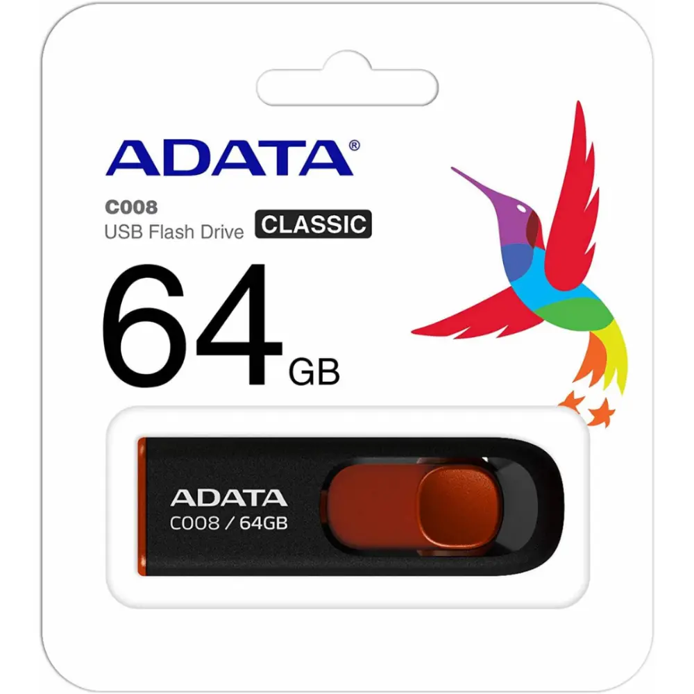 MEMORIA USB ADATA 64 GB NEGRO/ROJO MOD.C008