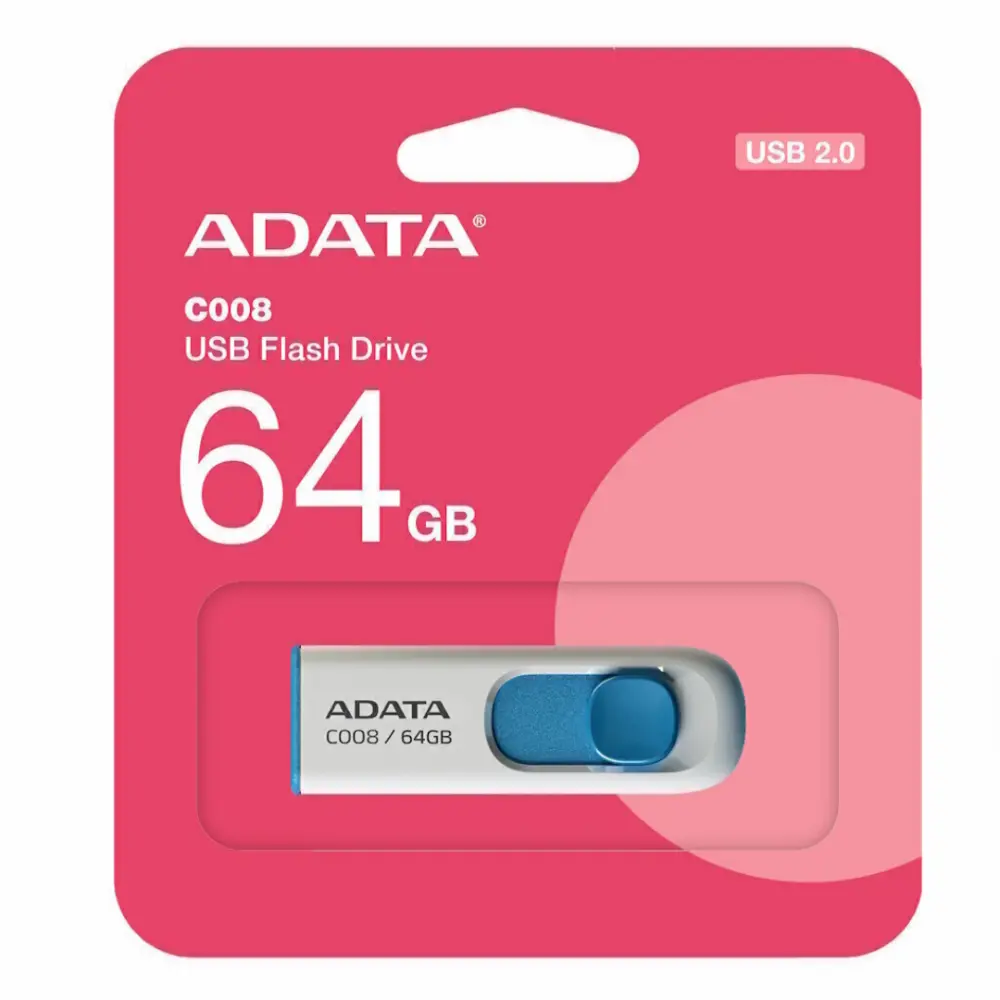 MEMORIA USB ADATA 64 GB BLANCO/AZUL MOD.C008