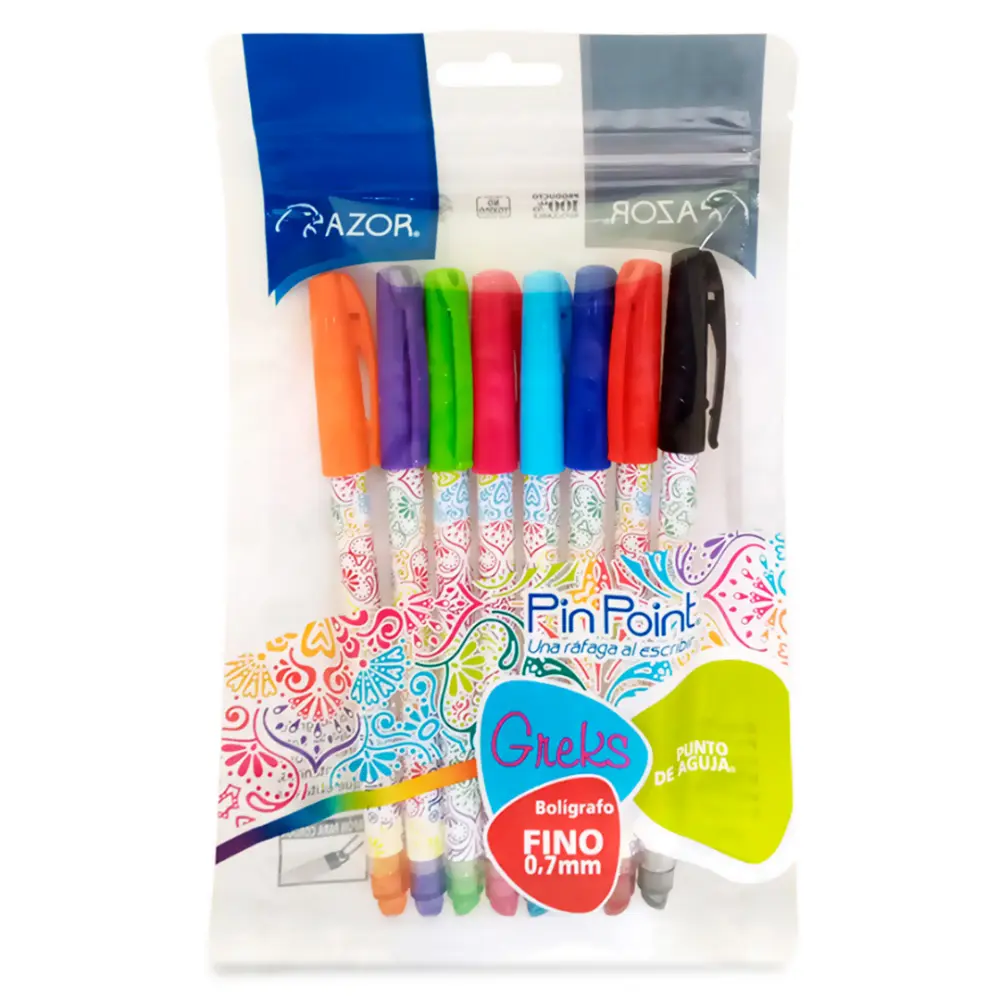 BOLIGRAFO AZOR PIN POINT P/FINO GREKS PTE. C/8 SURT.
