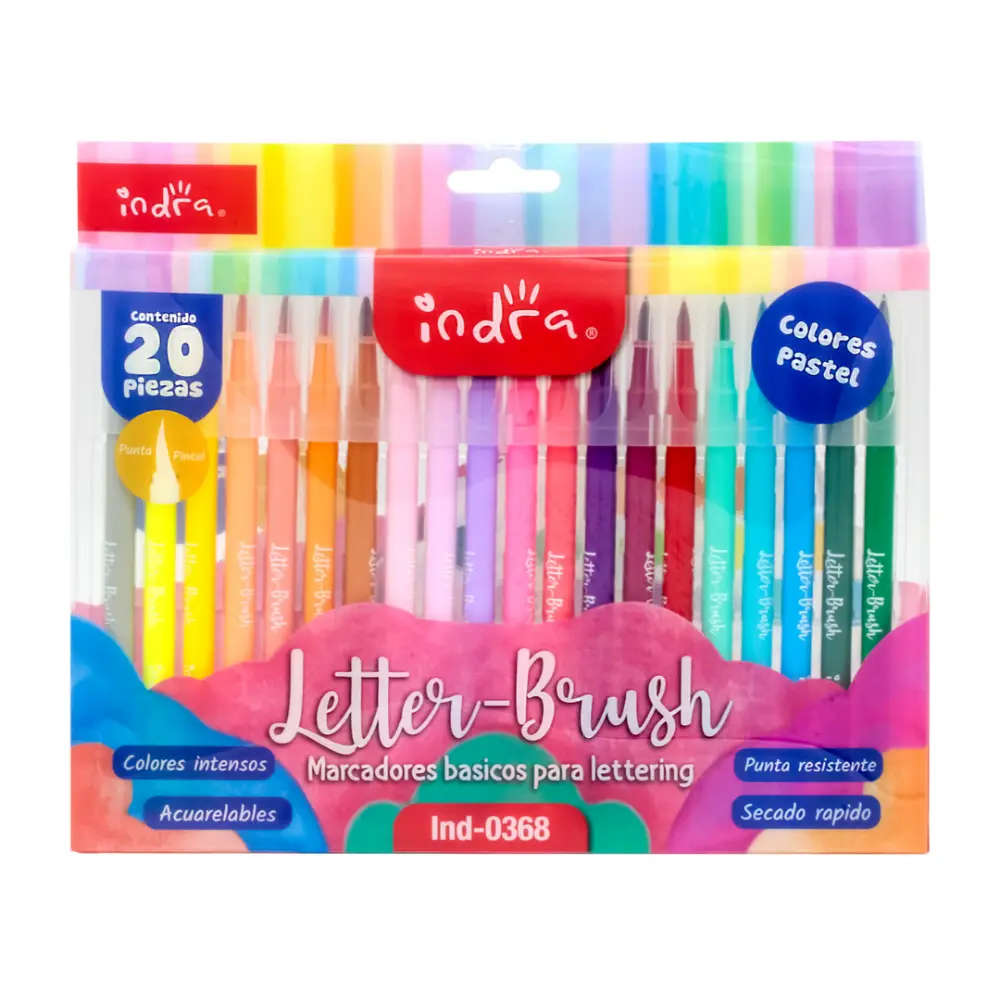 MARCADOR INDRA LETTER-BRUSH 0368 C/20 PZAS.