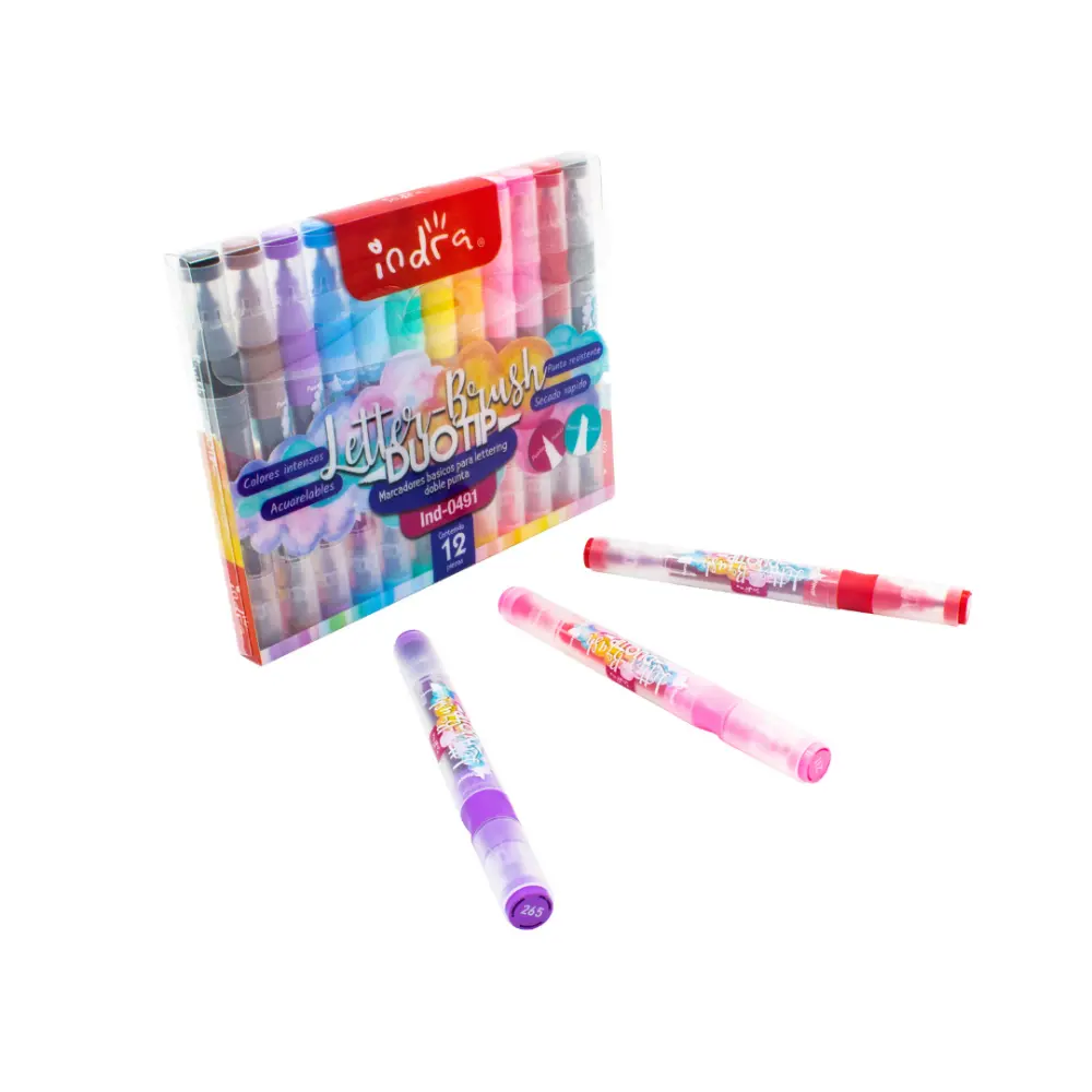 MARCADOR INDRA LETTER-BRUSH 0491 DUO TIP C/12 PZAS. - Image 2