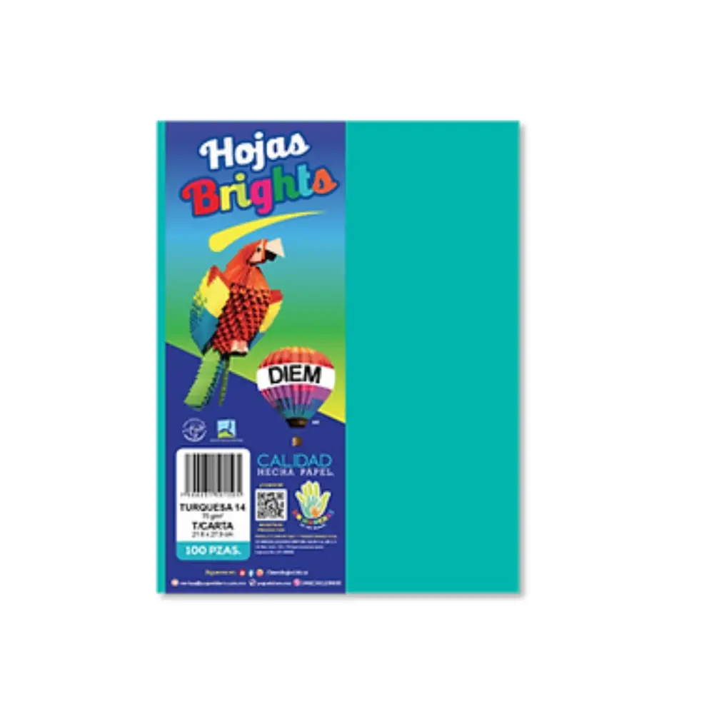 PAPEL DIEM CARTA BRIGHTS PTE. C/100 14 AZUL TURQUESA