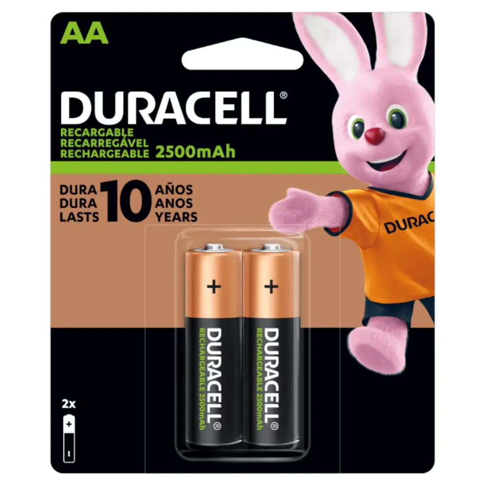 PILA RECARGABLE DURACELL AA C/2 PZAS 2500mAH.