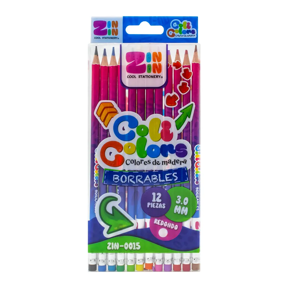 COLORES MADERA BORRABLES C/12 PZAS ZIN-0015