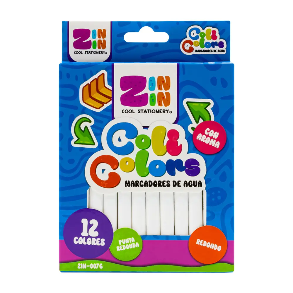 MARCADOR DE AGUA PUNTA REDONDA CON AROMA PAQ C/12 ZIN-0076
