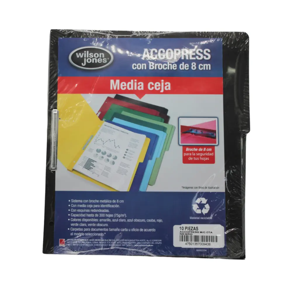 FOLDER ACCOPRESS C/BROCHE CARTA P0943 NEGRO