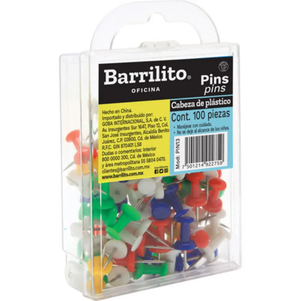 PINS BARRILITO MODELO PIN13 CAJA C/100 PZAS.