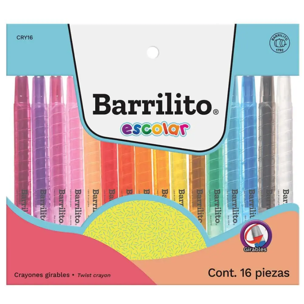 CRAYON BARRILITO GIRABLE CRY16 C/16 PIEZAS