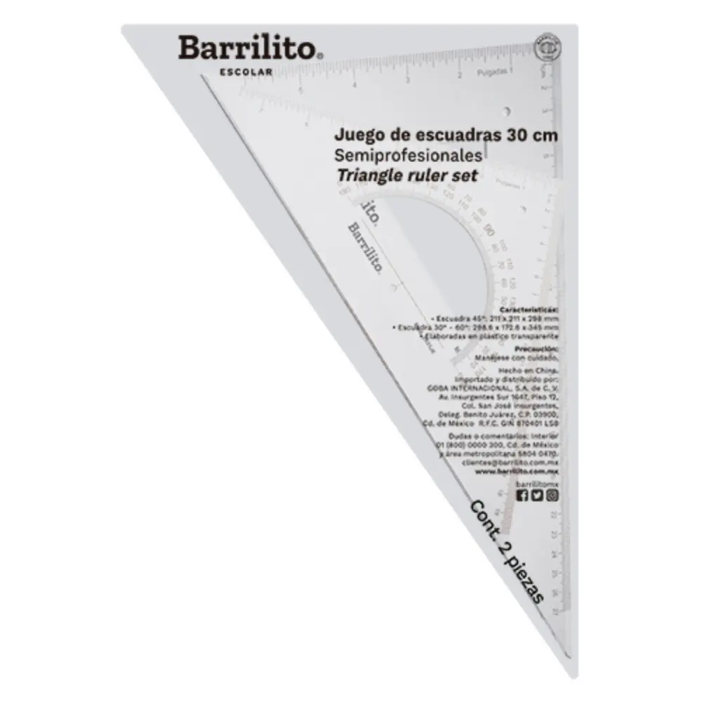 ESCUADRAS BARRILITO SEMI PROFESIONAL 30 CM. 2031JE