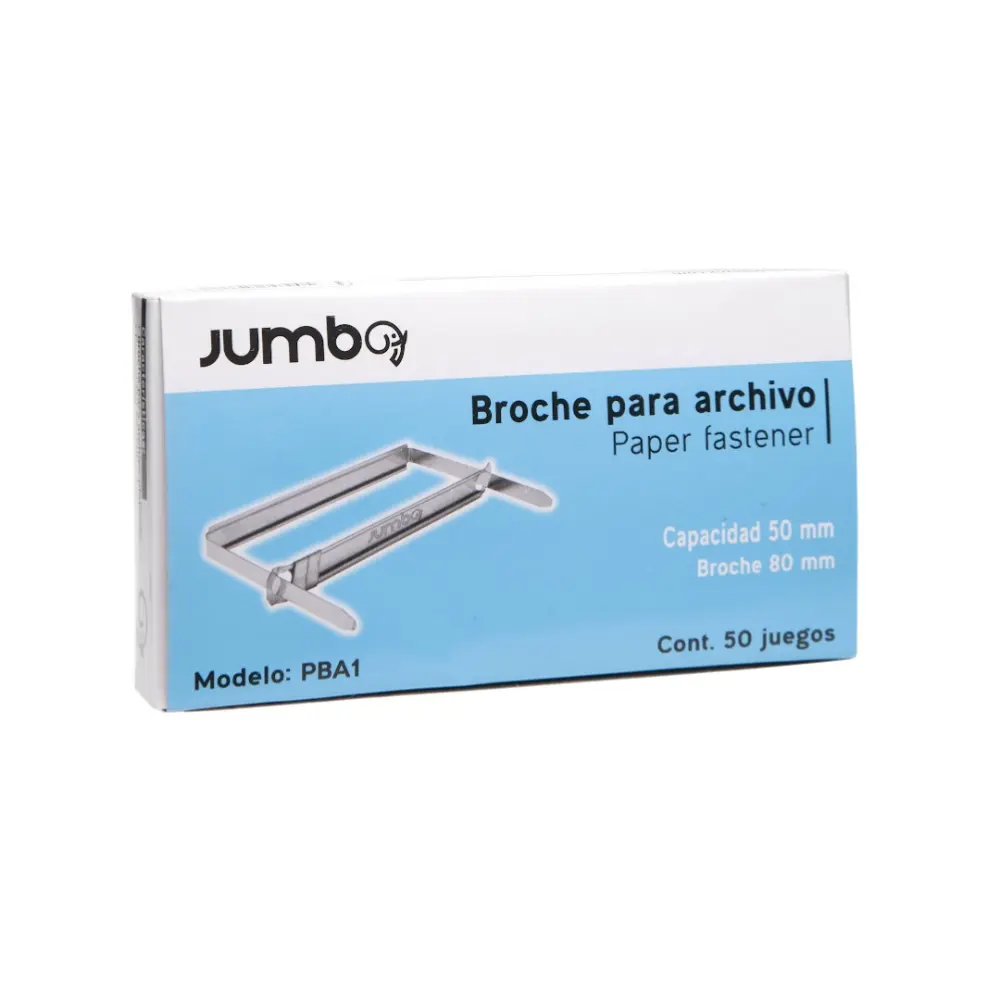 BROCHE PARA ARCHIVO JUMBO PBA1 8 CMS. CAJA C/50 PZAS.