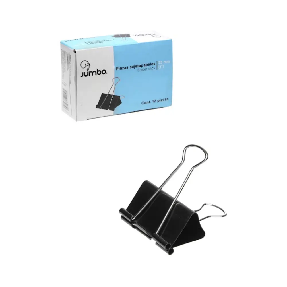PINZA SUJETA PAPEL JUMBO PPSP1 / BP25J 25 MM 1 PULG. CAJA C/12