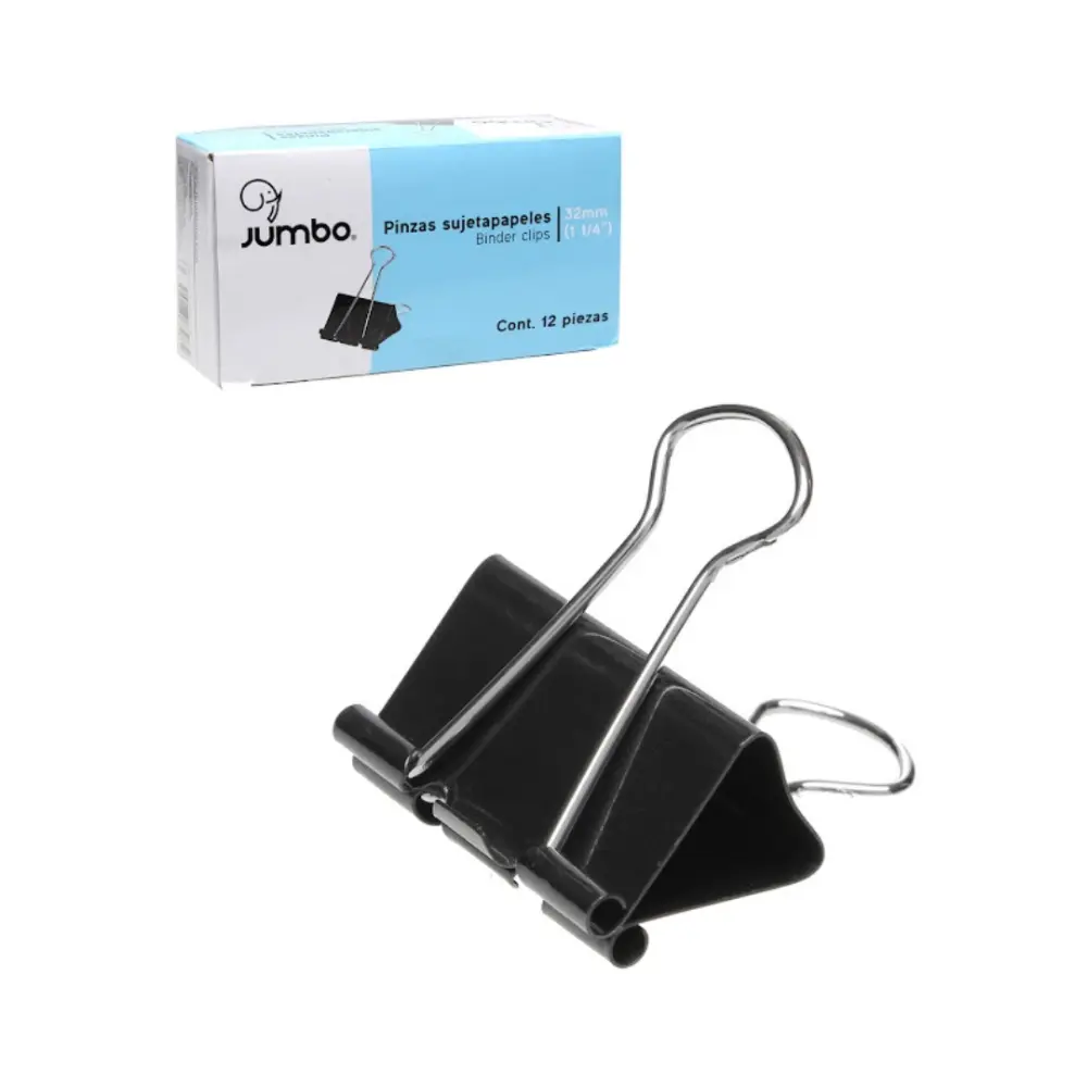 PINZA SUJETA PAPEL JUMBO PPSP2 32 MM 1 1/4 PULG. CAJA C/12