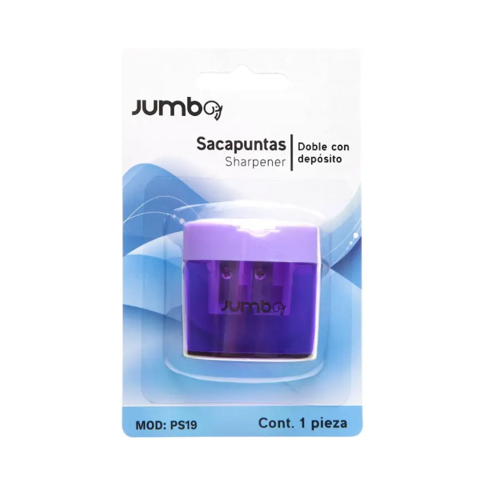 SACAPUNTAS JUMBO PS19 C/DEPOSITO DOBLE OVALADO BLISTER