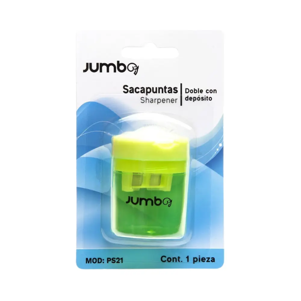 SACAPUNTAS JUMBO PS21 C/DEPOSITO DOBLE REDONDO BLISTER