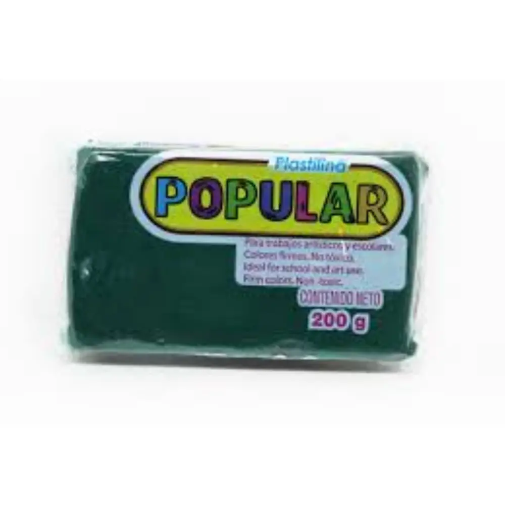 PLASTILINA POPULAR 200 GRS VERDE OBSCURO