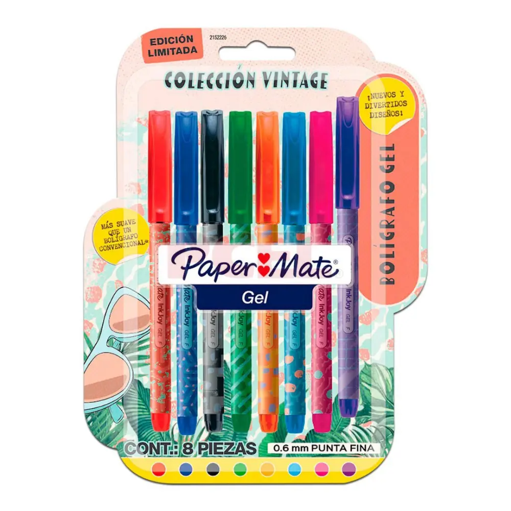 BOLIGRAFO GEL ECONOMICO VINTAGE BLISTER C/8 COLORES