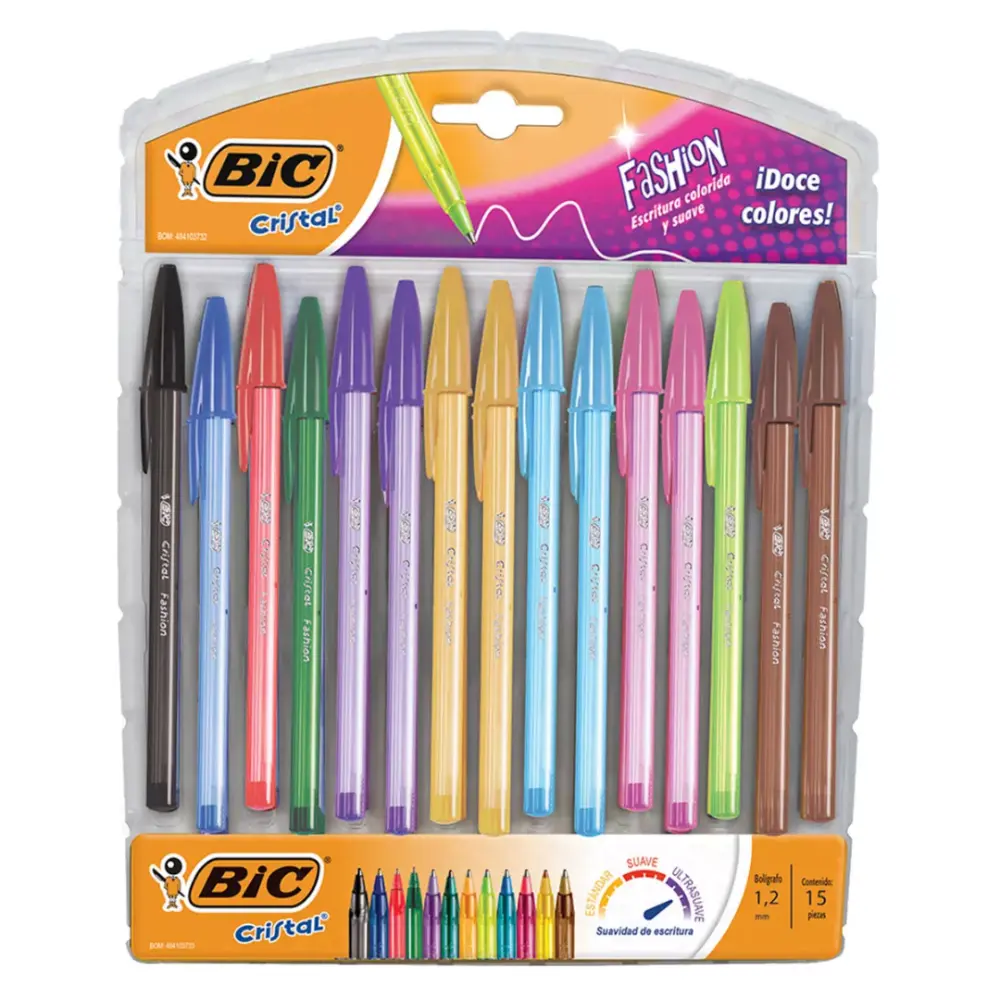 BOLIGRAFO BIC 943498 FASHION 1.2  KIT C/15 PZAS SURT.