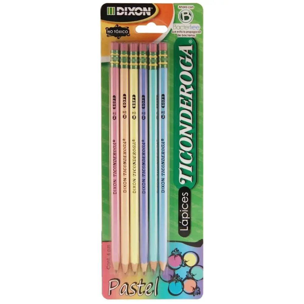 LAPIZ TICONDEROGA COLORES PASTEL PTE. C/6 PZAS.