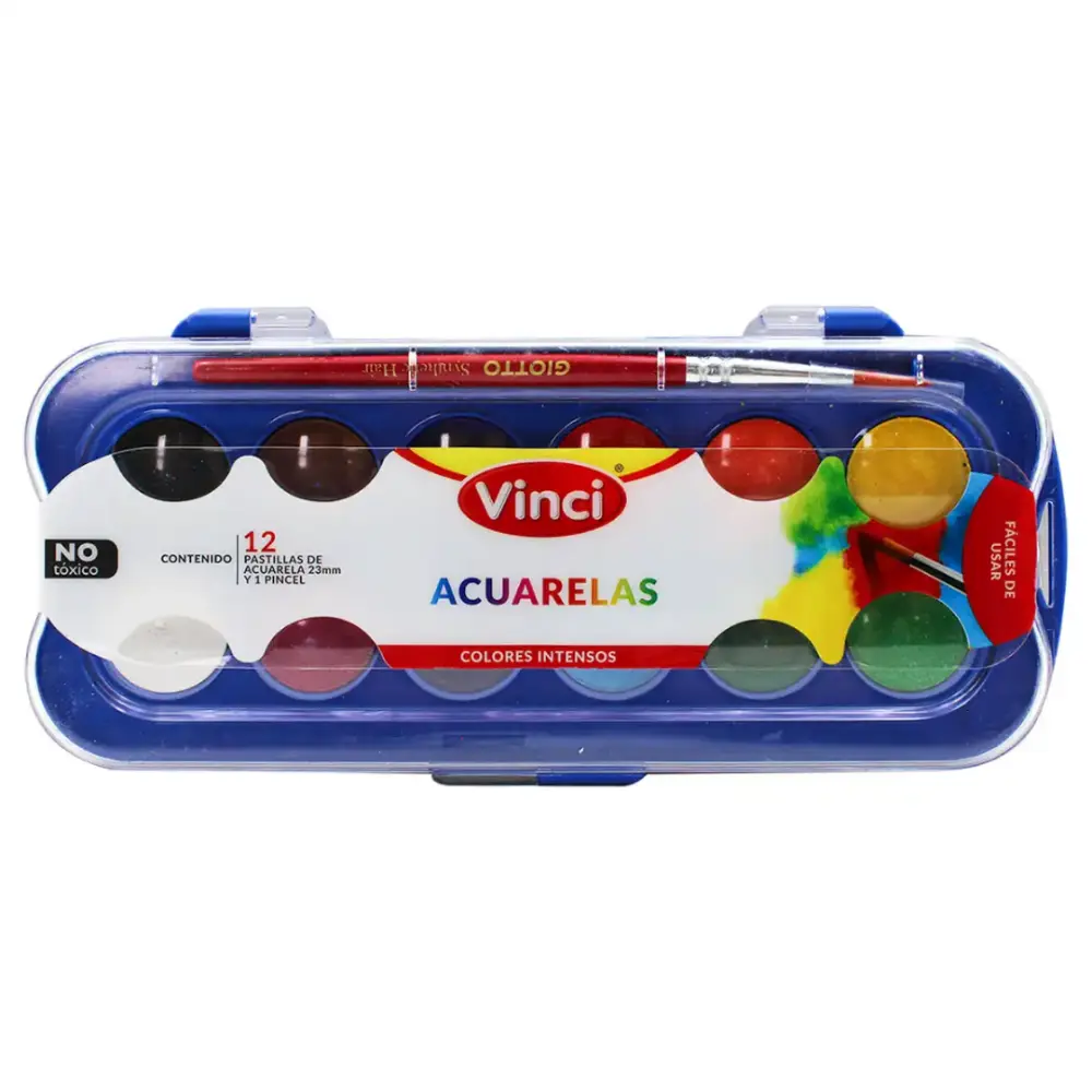 ACUARELA VINCI MINI ESTUCHE PLASTICO C/12