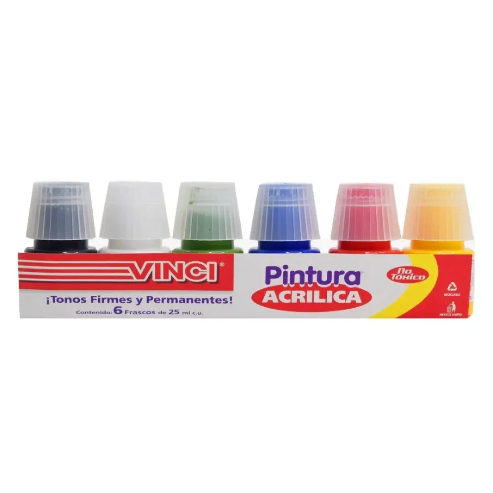 PINTURA VINCI ACRILICA PTE. C/6 PZAS. SURTIDO BASICO
