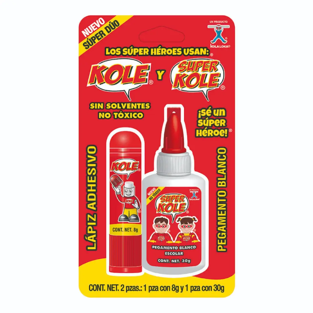 KIT LAPIZ ADHESIVO Y PEGAMENTO SUPER KOLE 30 GR.