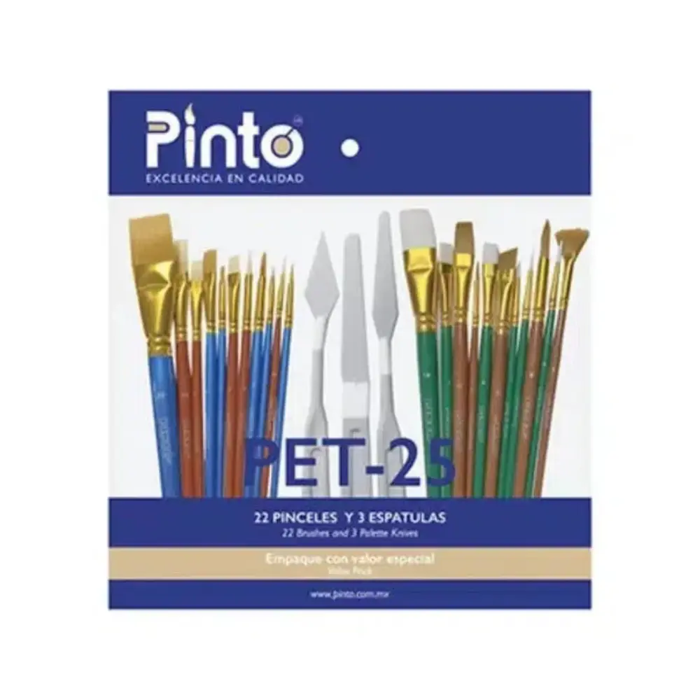 PET-25 SET CON 22 PINCELES TAKLON Y 3 ESPATULAS 300114