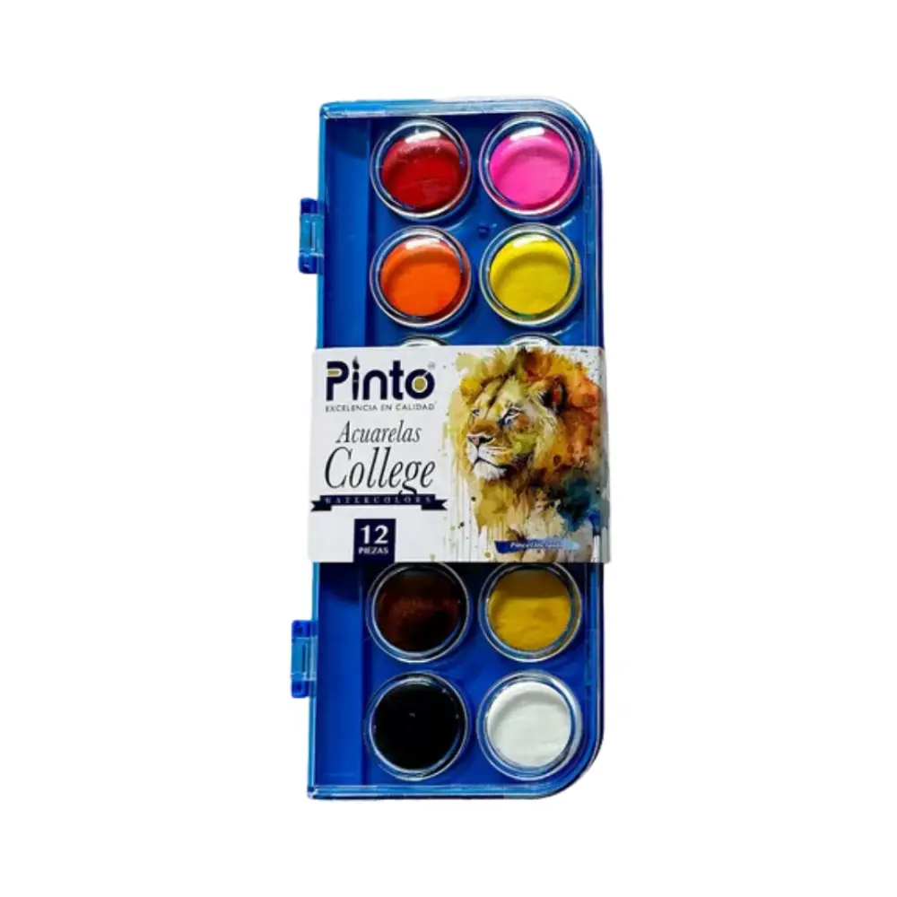 SET C/12 ACUARELAS EN PASTILLA PINTO COLLEGE  PINCEL 300404
