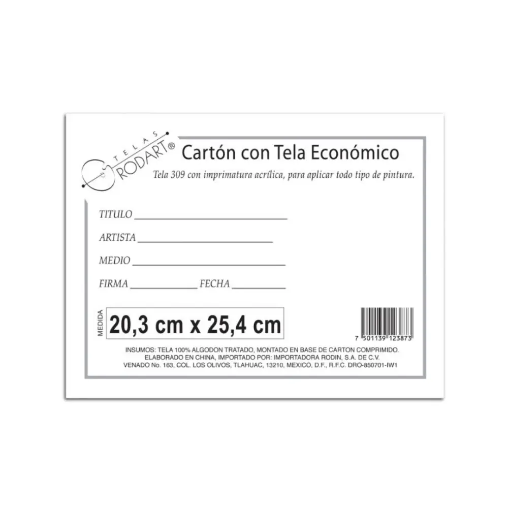 CARTON C/ TELA ECONOMICO RECTANGULAR RODIN 20.3 X 25.4 cm 301694