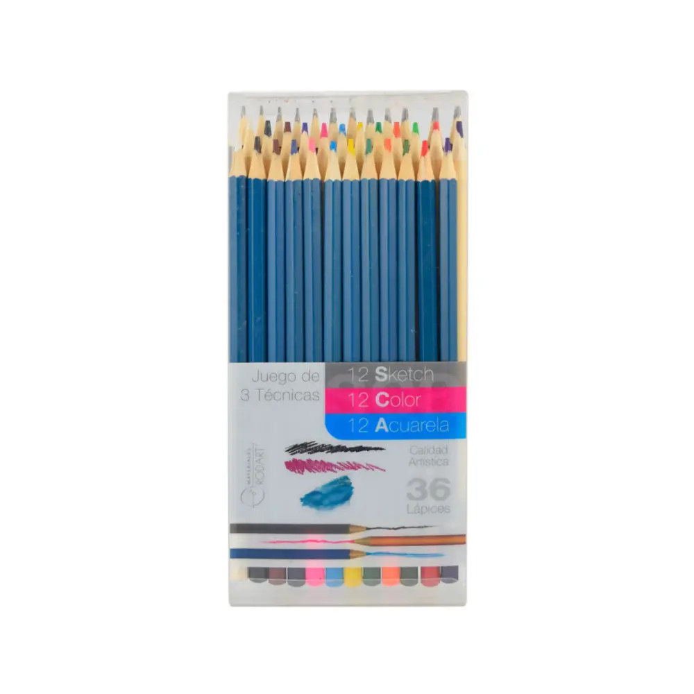CAJA RODART C/36 LÁPICES:12 GRADUADOS12 COLOR12 ACUARELABLES 301724