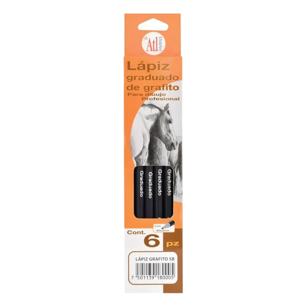Lapiz graduado Grafito 5B C/6 Pzs 301748