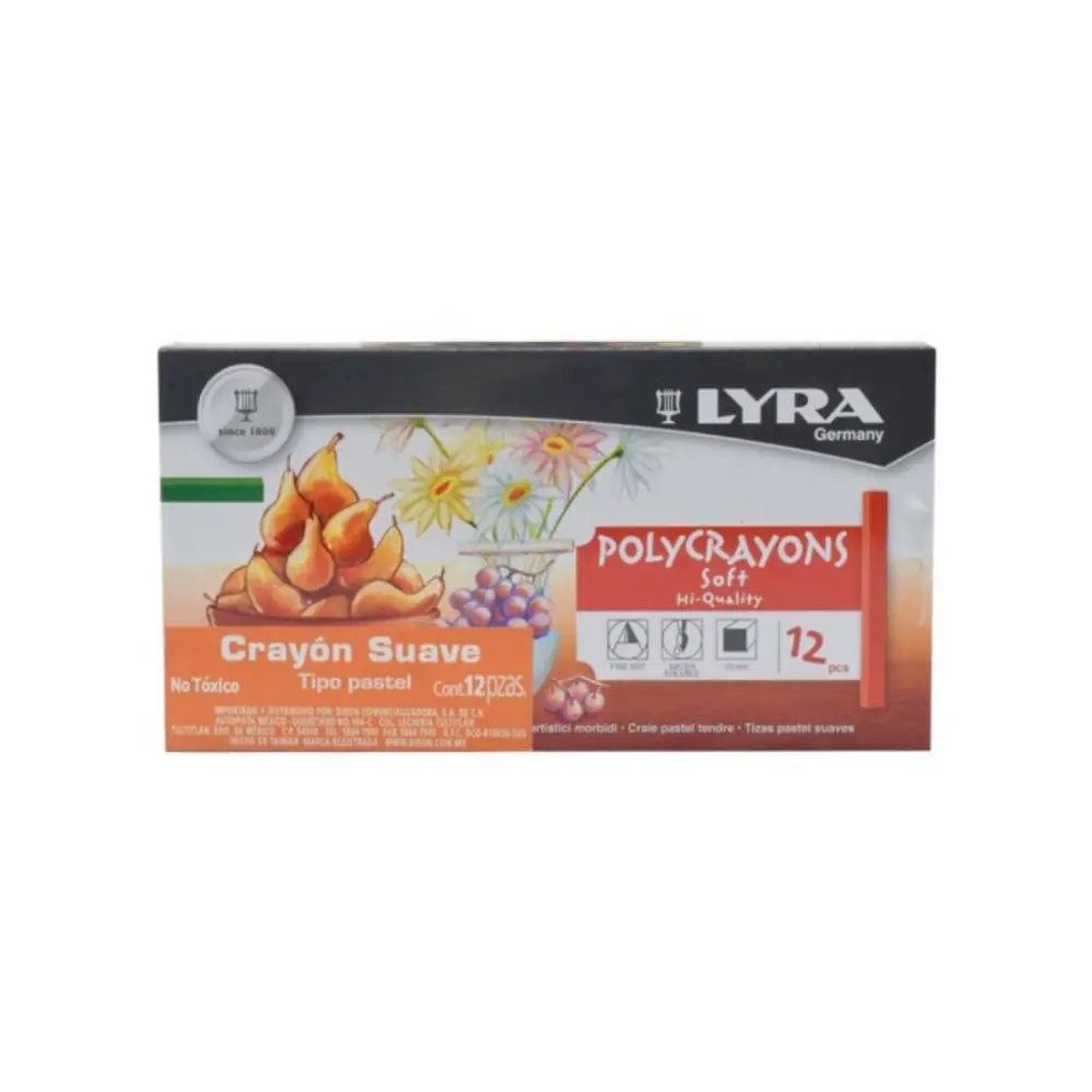 LYRA CRAYON SUAVE TIPO PASTEL ESTUCHE CON 12 COLORES 44700