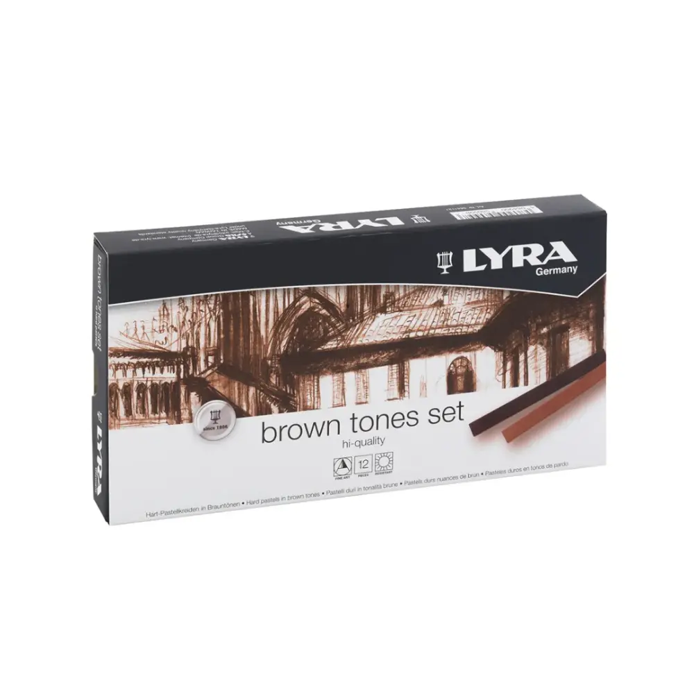 ESTUCHE CON DOCE BARRAS PASTEL LYRA TONOS TIERRA. 52772