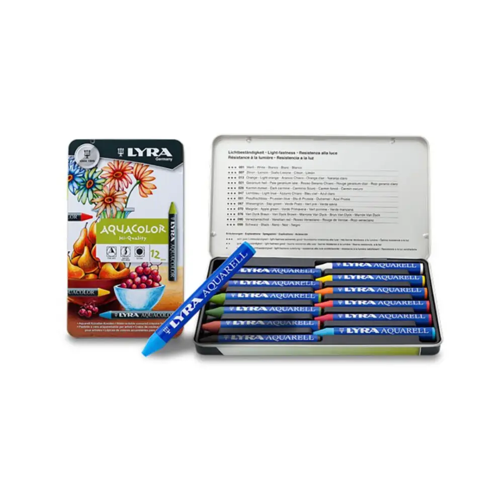 CRAYONES ACUARELABLES AQUARELL - ESTUCHE METALICO CON 12 CRAYONES  46319