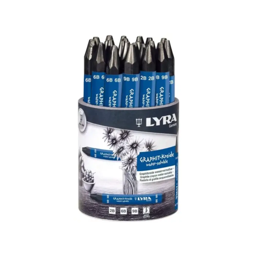 CRAYON LYRA DE GRAFITO SOLUBLE EN AGUA - TUBO C/ 24 CRAYONES 2B, 6B Y 9B 8 DE C/U 46821
