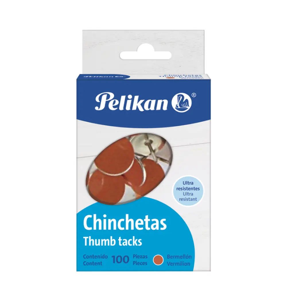 CHINCHES PELIKAN ROJO       CAJA C/100 PZAS.