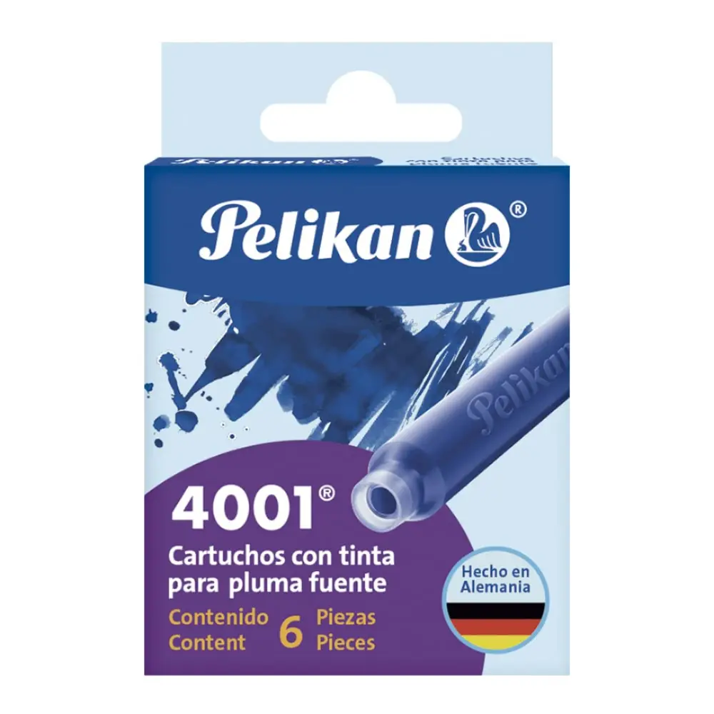 CARTUCHOS PELIKAN PLUMA F. AZUL C/6