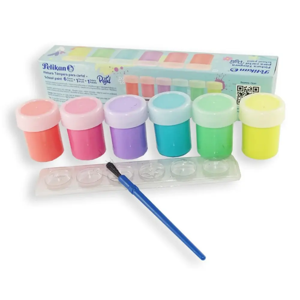 PINTURA TEMPERA ESCOLAR PASTEL PELIKAN PTE. C/6 PZAS. - Image 3