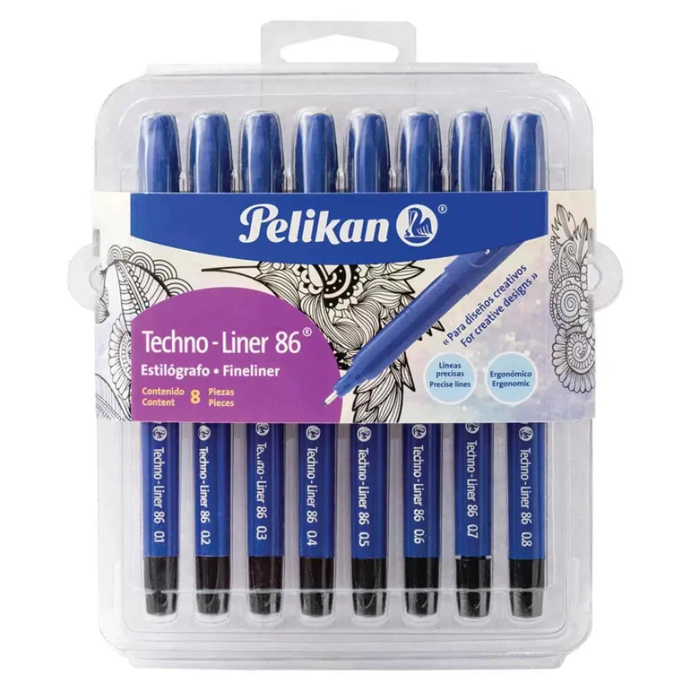 ESTILOGRAFO DESECHABLE TECHNO LINER ESTUCHE C/8 PZAS.